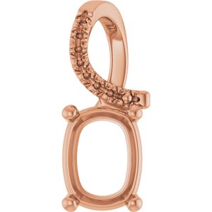 14K Rose Gold 8.5x6.5 mm Elongated Cushion Pendant Mounting – image 2