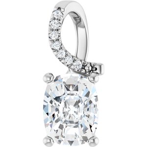 Platinum 8.5x6.5 mm Elongated Cushion Pendant Mounting