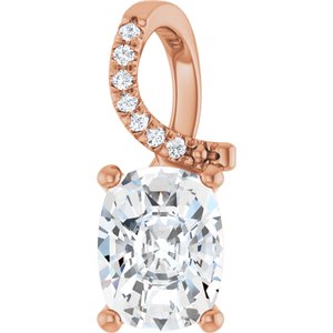 14K Rose Gold 8.5x6.5 mm Elongated Cushion Pendant Mounting