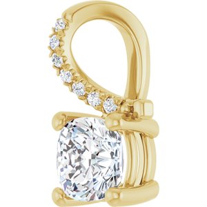 14K Yellow Gold 6x6 mm Cushion Pendant Mounting – image 3