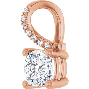 18K Rose Gold 6x6 mm Cushion Pendant Mounting – image 3