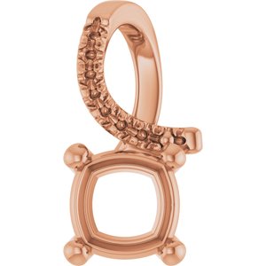 18K Rose Gold 6x6 mm Cushion Pendant Mounting – image 2