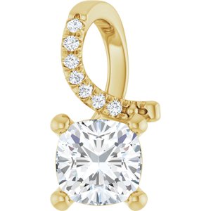 14K Yellow Gold 6x6 mm Cushion Pendant Mounting