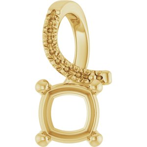 18K Yellow Gold 6x6 mm Cushion Pendant Mounting – image 2