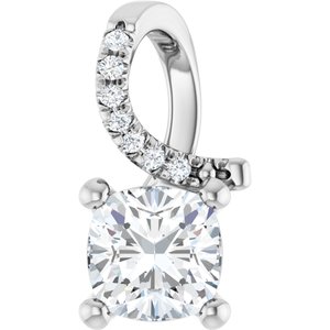 Platinum 6x6 mm Cushion Pendant Mounting
