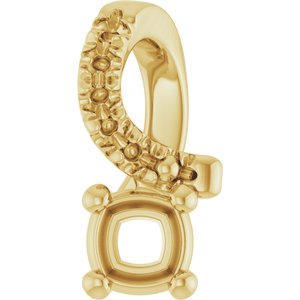 14K Yellow Gold 3x3 mm Cushion Pendant Mounting – image 2