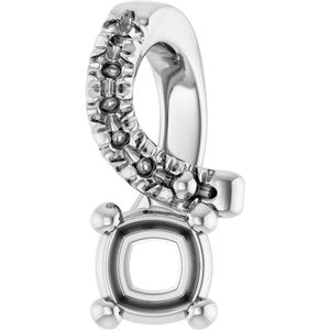 10K White Gold 3x3 mm Cushion Pendant Mounting – image 2