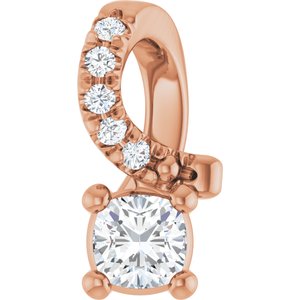 10K Rose Gold 3x3 mm Cushion Pendant Mounting