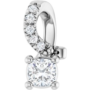 14K White Gold 3x3 mm Cushion Pendant Mounting
