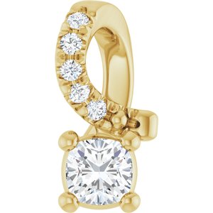 18K Yellow Gold 3x3 mm Cushion Pendant Mounting
