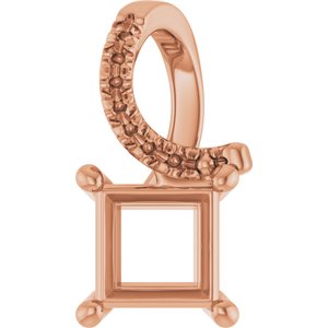 10K Rose Gold 5.5x5.5 mm Square Pendant Mounting – image 2