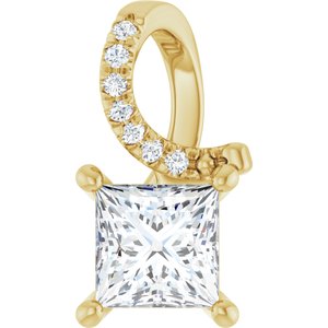 18K Yellow Gold 5.5x5.5 mm Square Pendant Mounting