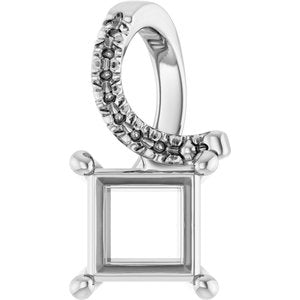 Sterling Silver 5.5x5.5 mm Square Pendant Mounting – image 2