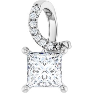 18K White Gold 5.5x5.5 mm Square Pendant Mounting