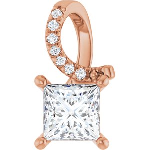 10K Rose Gold 5.5x5.5 mm Square Pendant Mounting