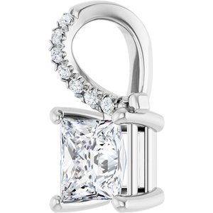 18K White Gold 5.5x5.5 mm Square Pendant Mounting – image 3