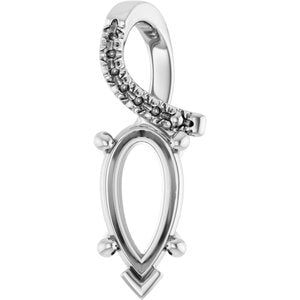 14K X1 White Gold 10.5x5.5 mm Pear Pendant Mounting – image 2