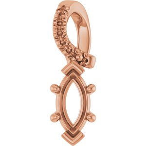 14K Rose Gold 7x3.5 mm Marquise Pendant Mounting – image 2