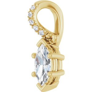 14K Yellow Gold 7x3.5 mm Marquise Pendant Mounting – image 3