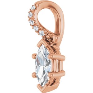 14K Rose Gold 7x3.5 mm Marquise Pendant Mounting – image 3