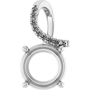 10K White Gold 10 mm  Round Pendant Mounting – image 2