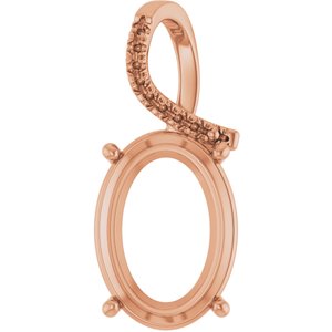 10K Rose Gold 18x13 mm Oval Pendant Mounting – image 2