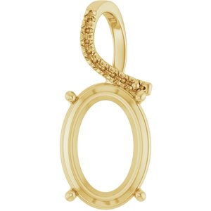 14K Yellow Gold 18x13 mm Oval Pendant Mounting – image 2