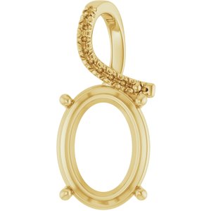 10K Yellow Gold 16x12 mm Oval Pendant Mounting – image 2