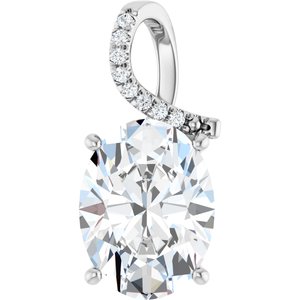 14K X1 White Gold 16x12 mm Oval Pendant Mounting