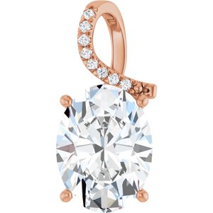 14K Rose Gold 16x12 mm Oval Pendant Mounting