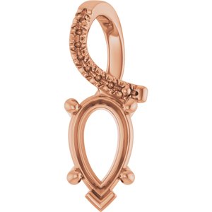10K Rose Gold 9x5.5 mm Pear Pendant Mounting – image 2
