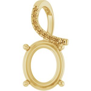 10K Yellow Gold 12x10 mm Oval Pendant Mounting – image 2