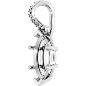 10K White Gold 13x6.5 mm Marquise Pendant Mounting – image 4