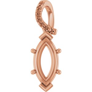10K Rose Gold 13x6.5 mm Marquise Pendant Mounting – image 2