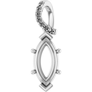 14K White Gold 13x6.5 mm Marquise Pendant Mounting – image 2