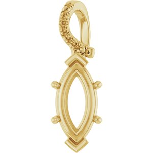 14K Yellow Gold 13x6.5 mm Marquise Pendant Mounting – image 2