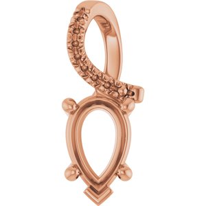10K Rose Gold 8.5x5.5 mm Pear Pendant Mounting – image 2