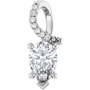 14K White Gold 8.5x5.5 mm Pear Pendant Mounting