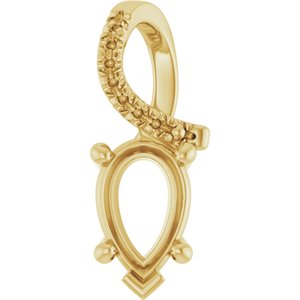 10K Yellow Gold 8.5x5.5 mm Pear Pendant Mounting – image 2