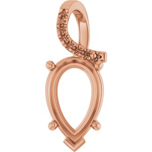 18K Rose Gold 15x10 mm Pear Pendant Mounting – image 2