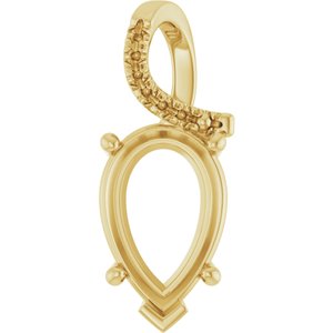 10K Yellow Gold 15x10 mm Pear Pendant Mounting – image 2