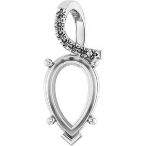 14K White Gold 15x10 mm Pear Pendant Mounting – image 2