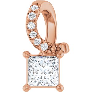 18K Rose Gold 3.75x3.75 mm Square Pendant Mounting