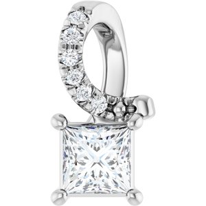 Platinum 3.75x3.75 mm Square Pendant Mounting