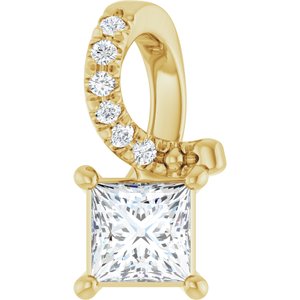 14K Yellow Gold 3.75x3.75 mm Square Pendant Mounting