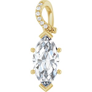 18K Yellow Gold 14x7 mm Marquise Pendant Mounting
