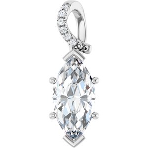 18K White Gold 14x7 mm Marquise Pendant Mounting