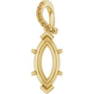 10K Yellow Gold 14x7 mm Marquise Pendant Mounting – image 2
