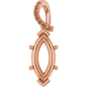 18K Rose Gold 14x7 mm Marquise Pendant Mounting – image 2