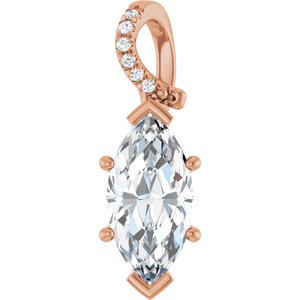 18K Rose Gold 14x7 mm Marquise Pendant Mounting